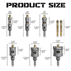 Hole Saw 8 PCS, Hole Saw for Metal, TCT Hole Cutter, 6Drill Saws with 2* Extra Pilot Center Bits, 2* Springs for Metal, Iron and Stainless Steel, Hard Materials