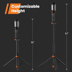 2025 Rechargeable Work Light with Stand, 4 in 1 Cordless Camping Light, 700/1200/2200 Lumens, 4000/6500K Dimmable LED Work Lamp with Detachable Tripod（Grey）