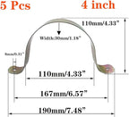 5 Pcs 4inch Rigid Pipe Strap,Two Hole Strap U Bracket Iron, Widened Tube Strap Tension Clip Assortment Kit Heavy Duty Pipe Clamp（110mm）