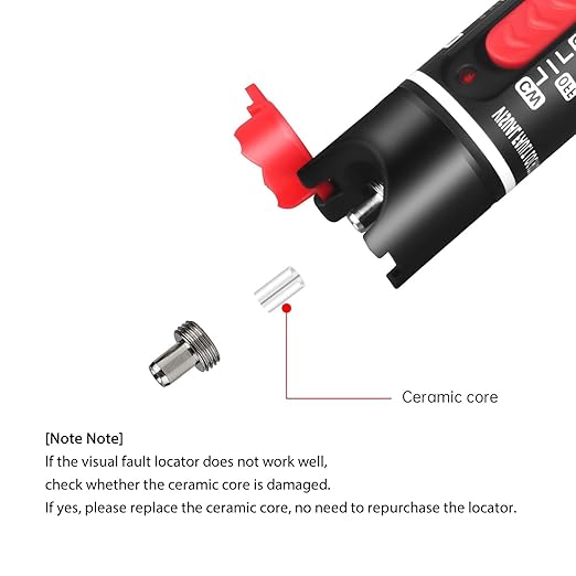 2pc Fiber Optic Visual Fault Locator VFL Fiber Optic Cable Tester with 2pcs Singlemode 9/125um FC Male to LC Female Adapter, Red Switch (Mode Number: VFL-50)