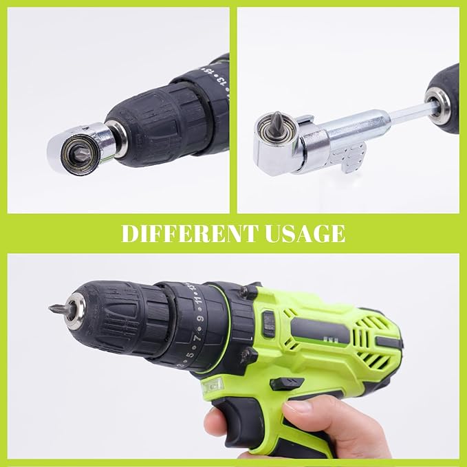 105 Degree Right Angle Drill Adapter, 2025 New Right Angle Head Drill Driver Extension Bit Power Screwdriver Socket Adapter, Corner Tool Screw Hub with Multi-function Bend Screwdriver Bit (Short+Long)