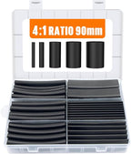 Lsnisni 3.54 Inches Heat Shrink Tubing Kit 100 Pcs, Ratio 4:1 Adhesive Lined, Dual Wall Tube - Marine Grade Waterproof, 5 Diameters, Heat-Shrink Tube, Heat Shrink Cable Sleeve - Black