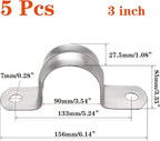 5 Pcs 3inch Rigid Pipe Strap,Two Hole Stainless Steel Strap U Bracket, Widened Tube Strap Tension Clip Assortment Kit Heavy Duty Pipe Clamp（90mm）