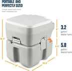 Alpcour Portable Toilet – Compact Indoor & Outdoor Commode w/Travel Bag for Camping, RV, Boat – Piston Pump Flush, 6 Gallon Waste Tank, Built-In Pour Spout & Washing Sprayer for Easy Cleaning