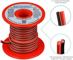 BNTECHGO 20 Gauge Flexible 2 Conductor Parallel Silicone Wire Spool Red Black High Resistant 200 deg C 600V for Single Color LED Strip Extension Cable Cord,Model,25ft Stranded Tinned Copper Wire