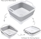 2 Packs Collapsible Dish Basin 2.4Gal Bottle Washing Basin Collapsible Wash Basin for Baby Bottles Portable Camping Sink with Drain Plug Plastic Space-Saving Dish Tub for RV Kitchen Beverage Tub