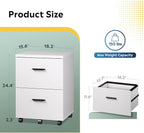 DEVAISE Wood File Cabinet, 2 Drawer Filing Cabinet for Home Office, Vertical File Cabinets with Wheels fits A4/Letter/Legal Size File, White