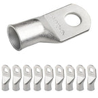 SELTERM 10pcs 4/0 AWG (XL)-1/2" Stud Tinned Copper Wire Lugs,Heavy Duty Battery Cable Ends,0000 Gauge Ring Terminals, UL Battery Lugs Marine Grade Copper Eyelets Electrical Battery Terminal Connectors