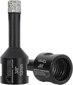 SHDIATOOL Diamond Core Drill Bits 2PCS 3/8 Inch for Porcelain Ceramic Tile Marble Brick Vacuum Brazed Hole Saw 10mm