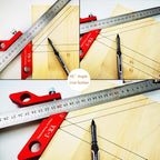 Center Finder Woodworking Square Center Scribe Circle Center Finder 45° 90° Scribe Scribing Rule Layout Gauge Magnetic Wood Measuring Scribe Tool