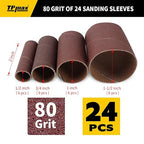 24-Pack Spindle Sanding Sleeves - 80 Grit - 2-Inch Length - Assorted Diameters of 1/2 in, 3/4 in, 1 in, and 1-1/2 inches