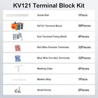 KV121 Terminal Block Kit, 600V 32A 24-12 AWG Compact Lever Wire Connectors, 12.6” DIN Rail Included, Quick Wiring Connection, DIN Rail Terminal Blocks Kit