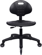 Chair Master Table Height Chair/Stool-Easy to Clean! Deluxe Ergonomic Polyurethane Chair. 5" of Height Adj (16.5"-21.5") 450 lb Capacity. Automotive, Lab, Garage, Home, Office (Rubber Roller, Black)