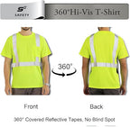 sesafety Safety Reflective Shirts, Class 2 High Visibility Shirts for Men Construction Work Mesh Short Sleeve Yellow 4XL