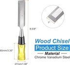 HARFINGTON Wood Chisel 1" CRV Steel Beveled Edge Blade PVC High Impact Handle Woodworking Hand Tool with Caps for Carving Furniture Making Carpentry Tool
