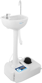 SereneLife Portable Camping Sink with 19L (5+ Gallon) Water Tank, Hands-Free Foot Pump, Soap Dispenser & Towel Holder, Compact Design with Carry Handle – Perfect for Camping, Worksites, Outdoors