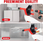 Drain Auger 42ft Heavy-Duty Plumbing Snake for Bathroom, Shower,Sink, Bathtub & Toilet Clogs - Extra-Long Flexible Drain Snake, Hair Clog Remover for Kitchen Sink and Sewer Pipe