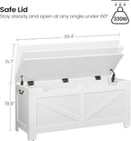 39.4" Storage Chest, Extra Large Storage Trunk with 2 Safety Hinges, Wooden Box Bench, Lift-Top Organizer Chest, Shoe Bench for Entryway, Bedroom, Living Room, White SB04503X