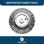 Benchmark Abrasives 6" x 1/4" Stringer Bead Wire Wheel with 5/8"-11 Thread, for Weld Cleaning, Weld Spatter Removal, Stripping, Deburring, Use with Angle Grinders - (6" x 1/4", Stainless) (Stainless)