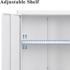 Metal Wall Cabinets, Kitchen Wall Hanging Cabinet, Locking Steel Storage Cabinets with Adjustable Shelves and Locking Doors, Wall Mount Tool Cabinet for Garage, Home, White