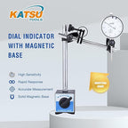 KATSU Tools Dial Indicator with Magnetic Base 0-1.0" Tester Gauge 0.001" Precision, Fine Adjustment, Professional Measuring Toolkit in Storage Case 401112