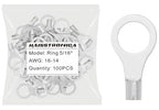 haisstronica 100pcs 5/16" Ring Terminals,AWG 16-14 Brazed Seam Non-Insulated Copper Wire Connectors