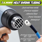 Heat Shrink Tubing 50 Feet Roll, 3:1 Ratio Adhesive Lined Marine Grade Shrink Wrap Tubing,Industrial Heat Shrink Tube Electrical (1, Black, 50ft-Dia-1/8")