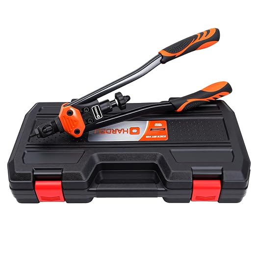 HARDELL Rivet Nut Tool Kit, 16-Inch Release Rivnut Tool with 15 Metric & SAE Mandrels, 125Pcs Nutsert Assortment & Rugged Carrying Case