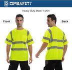 High Visibility Class 3 T Shirts，Hi Vis Safety Shirts with Reflective Strips and Pocket, Short Sleeve Quick Dry Mesh Construction Work Shirt for Men/Women Lime,Medium