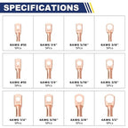 Haisstronica 60PCS Copper Wire Lugs Kit(AWG 8 6 4),Heavy Duty Battery Cable End,Bare Copper Crimp Connectors,Eyelets Tubular Ring Terminals(4Sizes/12Types)