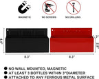 Mayouko 2PCS Magnetic Aerosol Spray Can Holder, 8.3" x 3" x 4.4", Magnet Toolbox Bottle Holder, Toolbox Storage Shelf for Chest, Garage, Workspace, Black&Red
