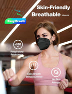 Boncare KN95 Face Masks, Black KN95 Masks 60 Pack, 5-Layer Face Masks