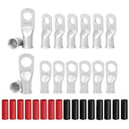 8Pcs 4 AWG 3/8" Stud and 8Pcs 4 AWG 5/16" Stud Heavy Duty Tinned Copper Wire Lugs with 16Pcs Heat Shrink Tubing Ring Terminals 4 Gauge Battery Cable Ends Bare Copper Eyelets