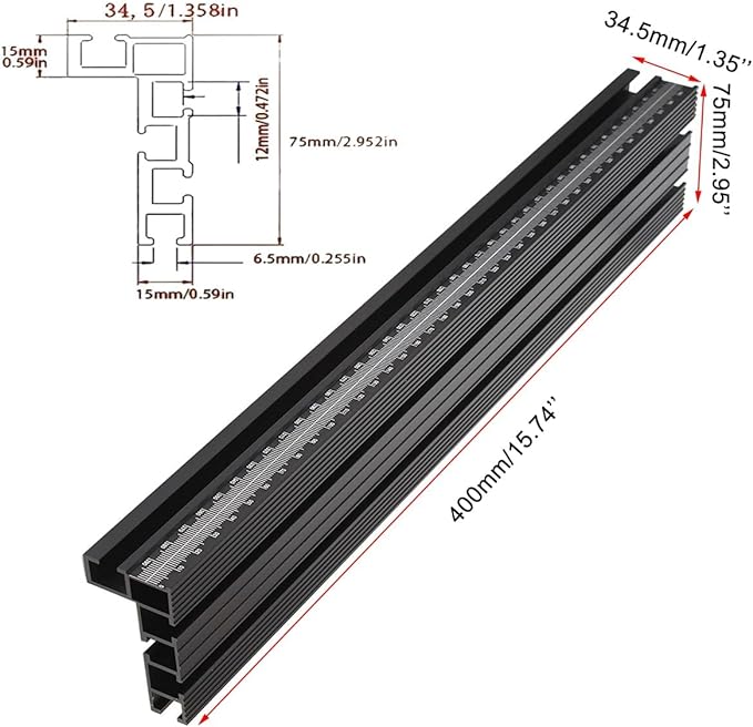 75 Table Saw Fence for Woodworking Accessories, T-Track Miter Saw Fence with Laser Measure - Fits Portable Table Saws, Band Saws and Cabinet Saws (Fence Only)