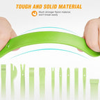 GOOACC 13PCS Nylon Trim Removal Tool Set for Bumper Fastener Rivet Clips Car Door Clip Panel Audio Video Dashboard Dismantle Green