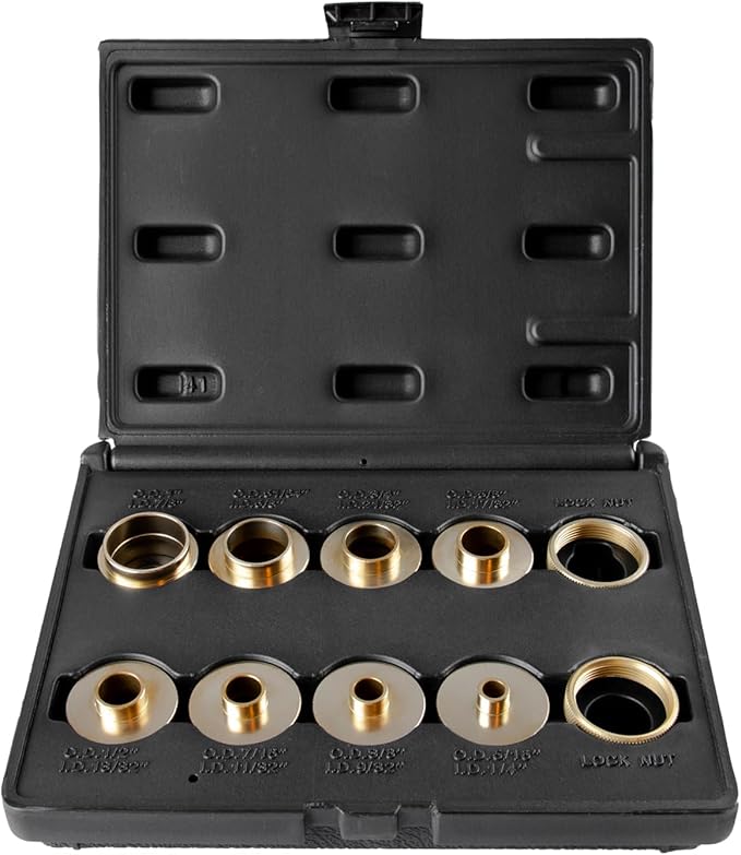 O'SKOOL 10 pcs Brass Router Template Bushing Guides Sets Fit Any Router Sub-base of the Porter Cable style