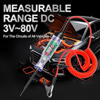 Vehicles Automotive Circuits Voltage Tester Pen Measurement Range DC 3.0V~DC 80.0V Resolution 0.1V with 3-Digits Displaying and Overload Prompting for Cars Trucks Motorbikes Electric Bicycles