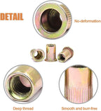Keadic 100Pcs M12 Rivet Nuts Metric Zinc Plated Rivet Nut Carbon Steel Rivet Nut Flat Head Threaded Insert Kit Threaded Rivet Insert Nutsert Rivnuts Kit for Furniture