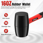 SHALL 2-Piece Rubber Mallet Hammer Set, 16oz Rubber Hammer Mallet & 40mm Double-Faced Soft Mallet, Shockproof Fiberglass Handle with Cushion Grip, Damage-Free to Flooring, Tile, Crafts and Wood Work