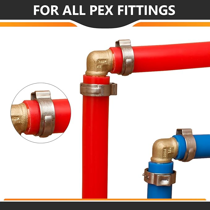120-PCs HeSun 1/2 Inch PEX Crimp Ring, Premium 304 Stainless Steel Pex Cinch Clamp Ring(CLAMP016-120)