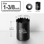 1-3/8 Inch Hole Saw with 1/2" Triangle Shank Quick Change Arbor, JTemgle Bi-Metal Hole Saw Heavy Duty Hole Cutting Tool for Cornhole Boards, Recessed Lights, Wood, Plastic, Drywall & Soft Metal