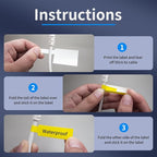 100 Pcs Cable Labels - Waterproof Wire Cord Labels, Tear Resistant Wire Label, Self Adhesive Cord Organizing Label, for Cable Management, Compatible with PUQU AQ20 Label Makers(White) 25x78mm