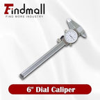 findmall 6" Dial Caliper 0.001 Stainless Steel Caliper Measuring Tool 4-Way Measurement with Plastic Case
