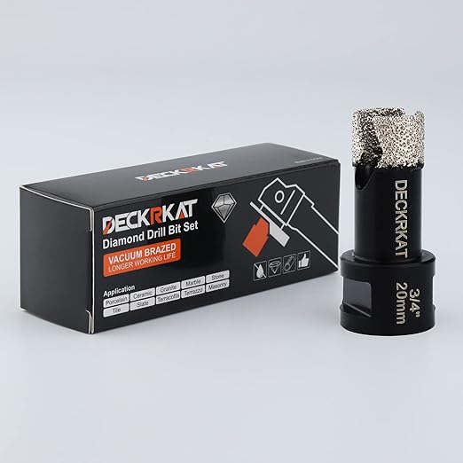 3/4” Diamond Hole Saw with Slots 20mm Vacuum Brazed Tile Hole Saw for Porcelain Granite Brick Concrete with 5/8-11 Thread to 3/8” Hex Shank Adapter Fit Both Angle Grinders & Electric Drills