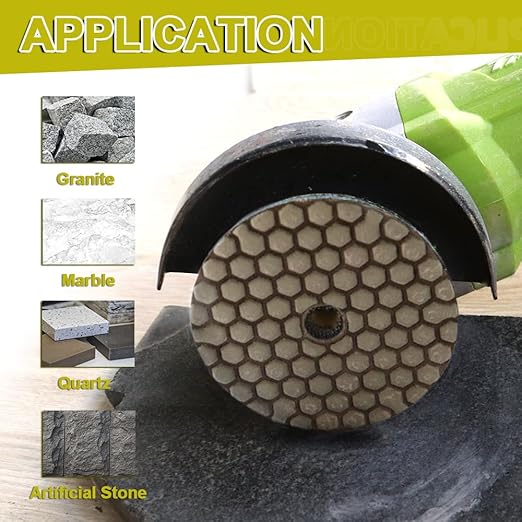 Dry Diamond Polishing Pads 4"/100mm - 8pcs Grit 1500 Polish Pad Kit for Granite Marble Artificial Stone Quartz for Angle Grinder