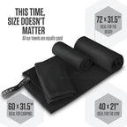 VENTURE 4TH - 4pcs Quick Dry Towels. Microfiber Travel Towels. Lightweight & Fast Drying Travel Towels for Body. Compact & Easy to Pack - 4 Pack Black Large