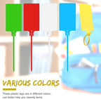 Pajean Waterproof Plastic Tags with Marker Pens and Sticker Labels, Self Locking Bag Writable Tags with Wire Cable Ties for Luggage(Multi Colors,50 Pieces)