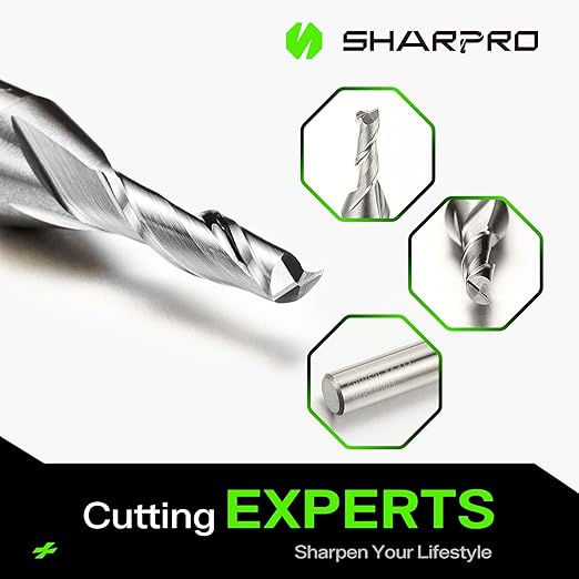 Upcut Spiral Router Bit Set 1/4 Inch Shank 1/8 Inch Cutting Dia. CNC Up Cut Router Bit Solid Carbide, Ideal for Wood Cutting, Slot Mortise, Engraving (5PCS)