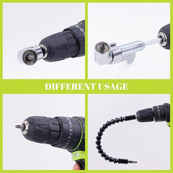105 Degree Right Angle Drill Adapter, 2025 New Right Angle Head Drill Driver Extension Bit Power Screwdriver Socket Adapter, Corner Tool Screw Hub with Multi-function Bend Screwdriver Bit