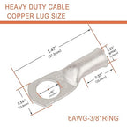 4 Pack 6 AWG 3/8 & 6 AWG 5/16 Lugs Tinned Copper Terminal,Marine Battery Welding Lugs Terminal Connectors with 8 Pieces Ratio 3:1 Dual Wall Adhesive Heat Shrink
